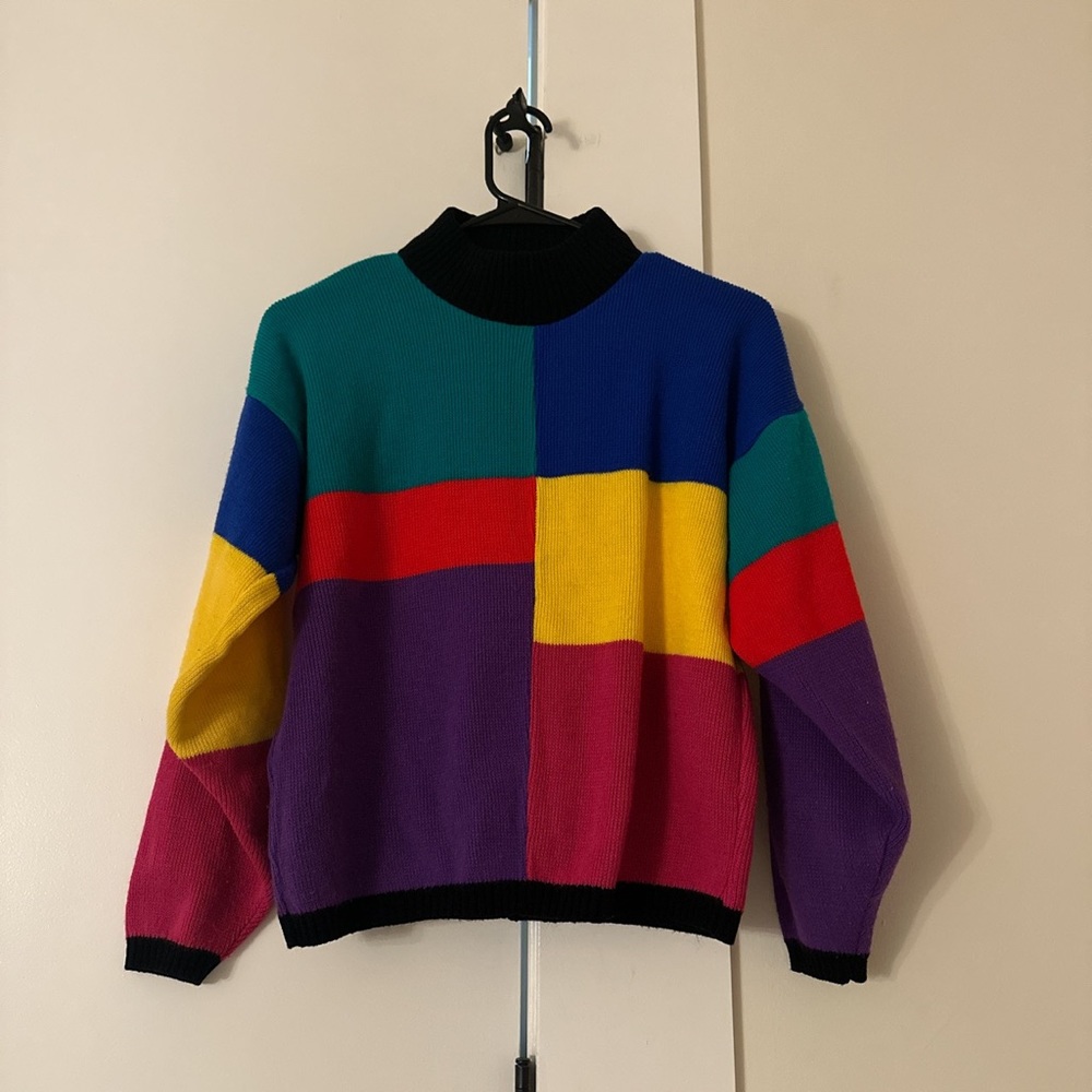 color block sweater , kids large fits like women’s  small